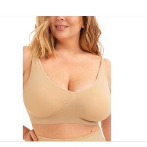 Shapermint Essentials Women's Everyday Throw-on Wireless Bra, Beige, Medium